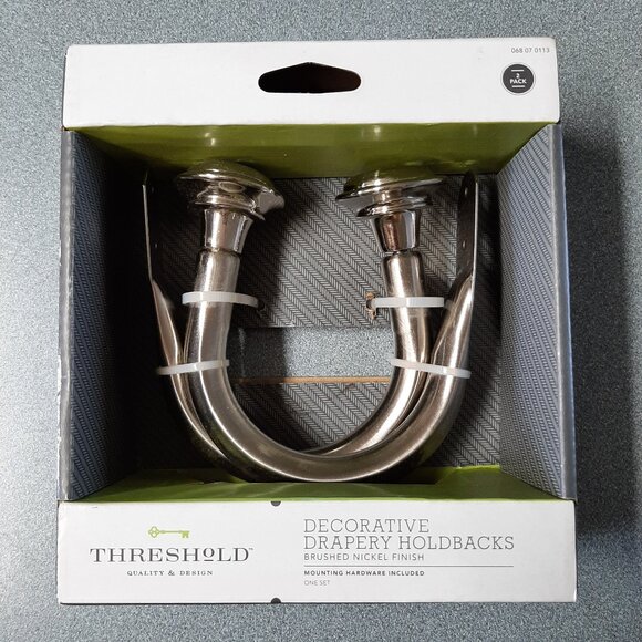 Threshold Drapery Tiebacks; Set of 2; Brushed Nickel; New, Hardware Included - Picture 1 of 2